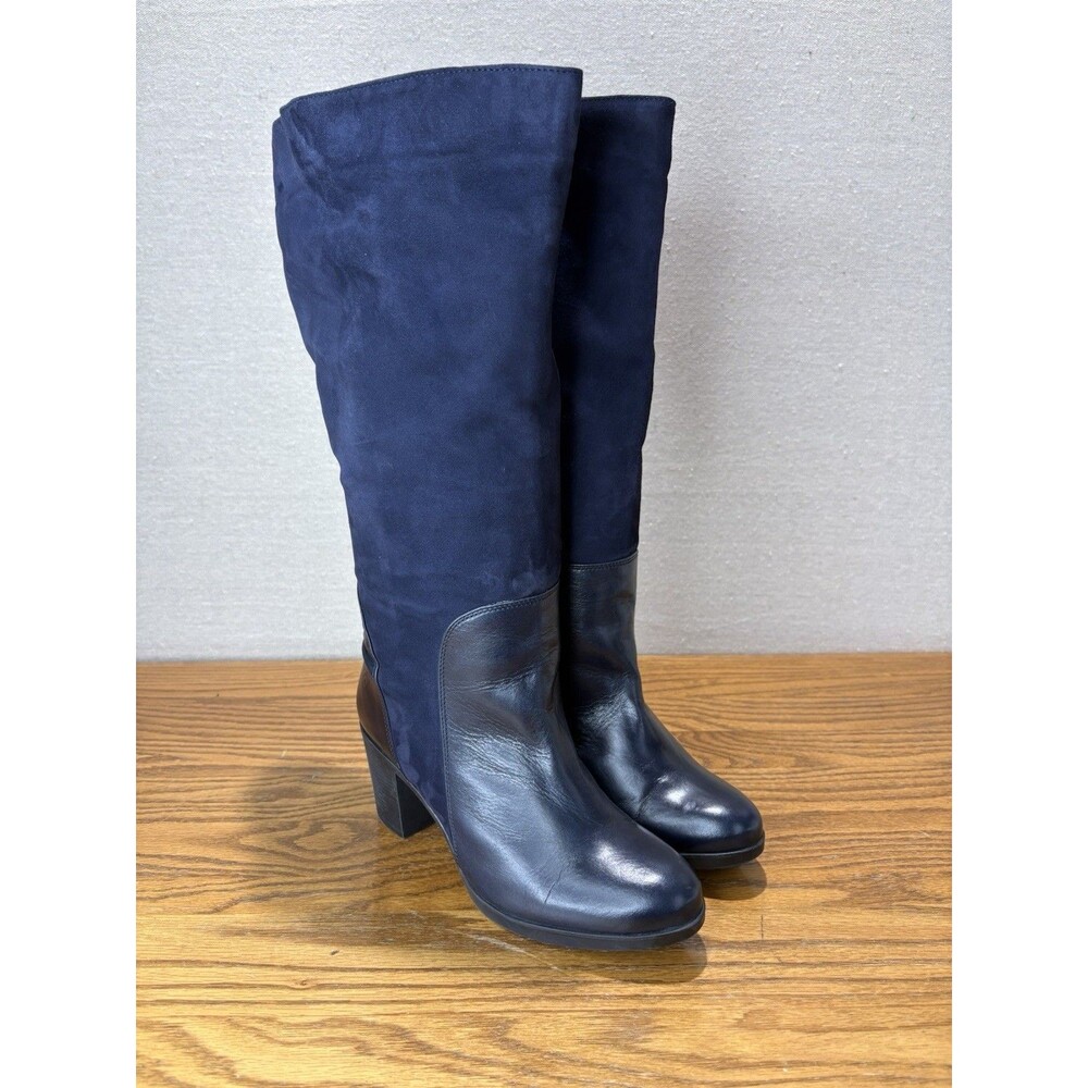 JJ Footwear Brora Tall Boots Womens EU 40 US 9 XXL Super Wide Calf Navy Leather